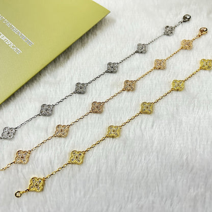 [Rose Tomorrow]CLOVER 6 MOTIF DIAMOND BRACELET