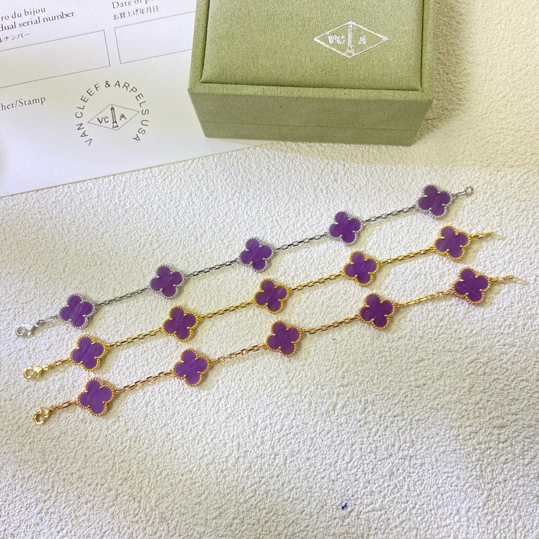 [Rose Tomorrow]CLOVER  5 MOTIFS  PURPLE VIOLET BRACELET