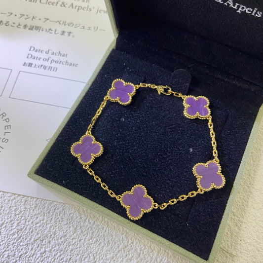 [Rose Tomorrow]CLOVER  5 MOTIFS  PURPLE VIOLET BRACELET