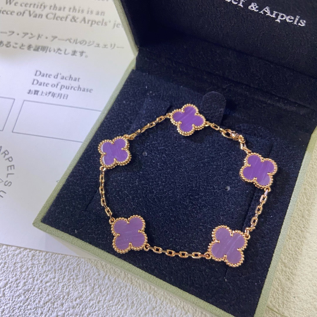 [Rose Tomorrow]CLOVER  5 MOTIFS  PURPLE VIOLET BRACELET