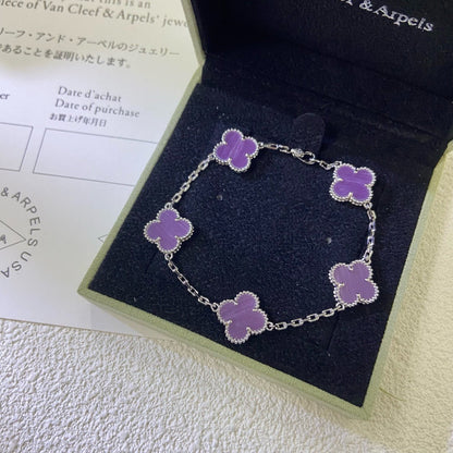 [Rose Tomorrow]CLOVER  5 MOTIFS  PURPLE VIOLET BRACELET