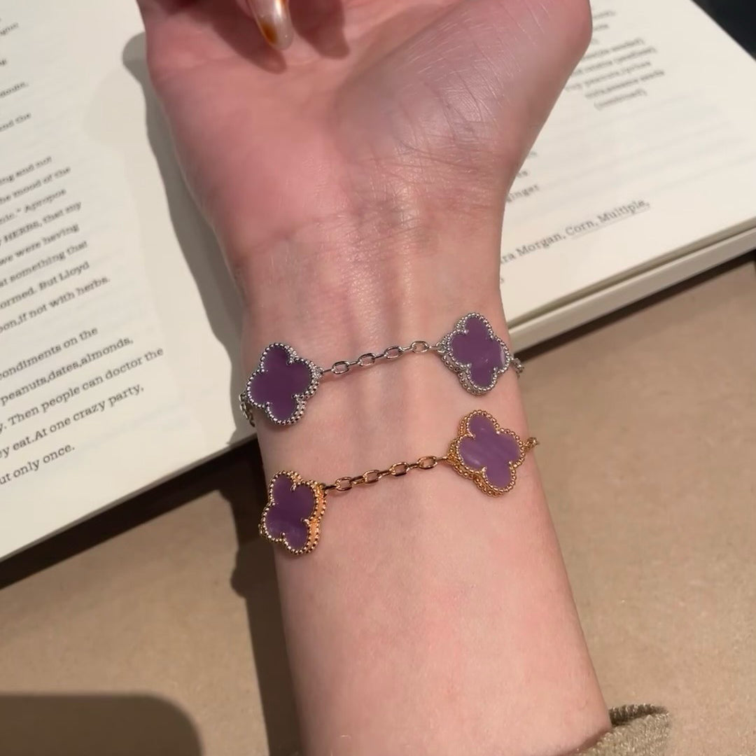 [Rose Tomorrow]CLOVER  5 MOTIFS  PURPLE VIOLET BRACELET