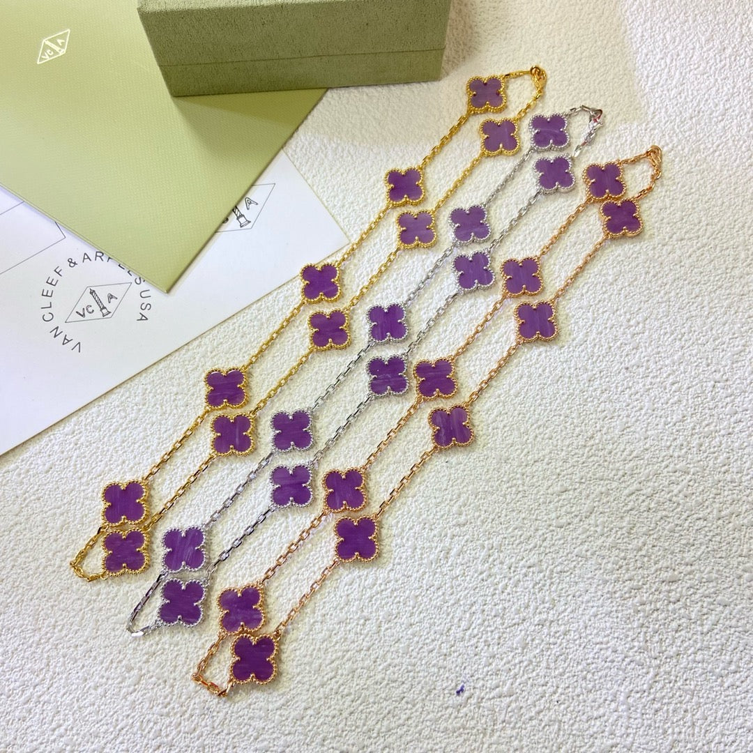 [Rose Tomorrow]CLOVER 10 MOTIFS  PURPLE VIOLET  NECKLACE