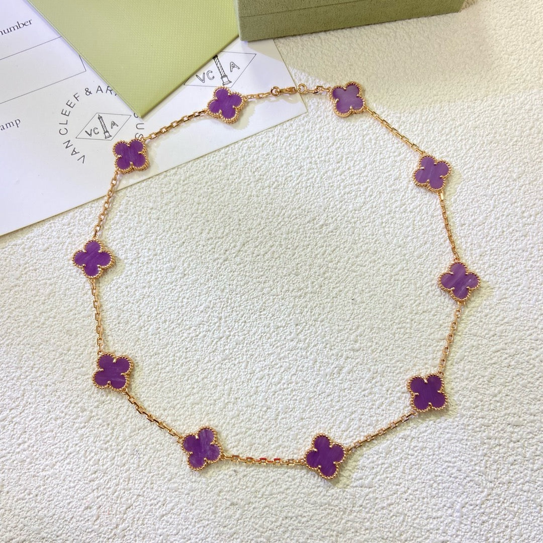 [Rose Tomorrow]CLOVER 10 MOTIFS  PURPLE VIOLET  NECKLACE