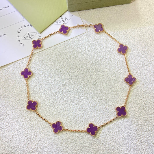 [Rose Tomorrow]CLOVER 10 MOTIFS  PURPLE VIOLET  NECKLACE
