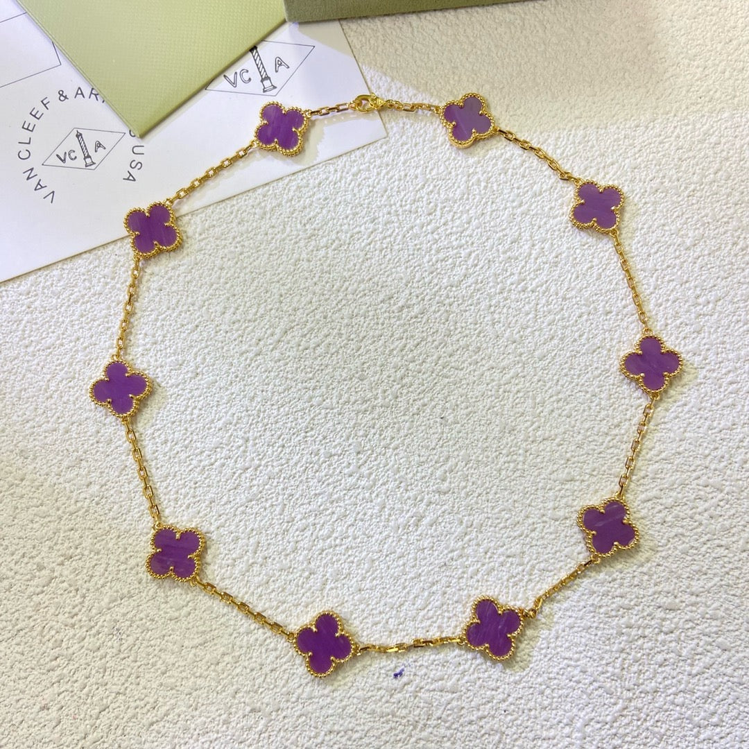 [Rose Tomorrow]CLOVER 10 MOTIFS  PURPLE VIOLET  NECKLACE