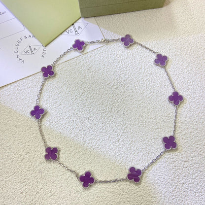 [Rose Tomorrow]CLOVER 10 MOTIFS  PURPLE VIOLET  NECKLACE