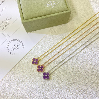 [Rose Tomorrow]CLOVER 15MM DIAMOND  PURPLE VIOLET NECKLACE