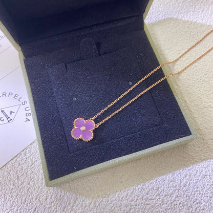 [Rose Tomorrow]CLOVER 15MM DIAMOND  PURPLE VIOLET NECKLACE
