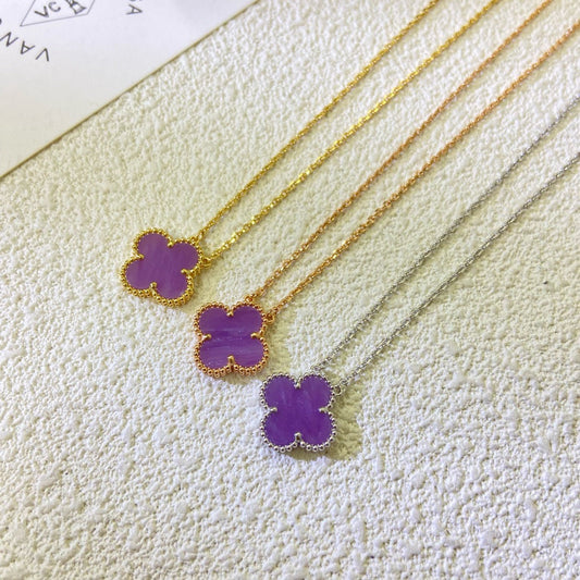 [Rose Tomorrow]CLOVER 15MM  PURPLE VIOLET NECKLACE