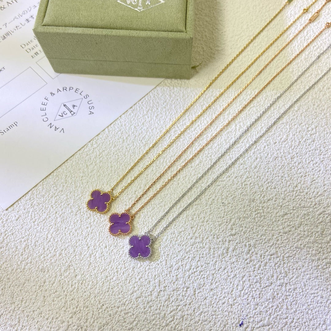 [Rose Tomorrow]CLOVER 15MM  PURPLE VIOLET NECKLACE