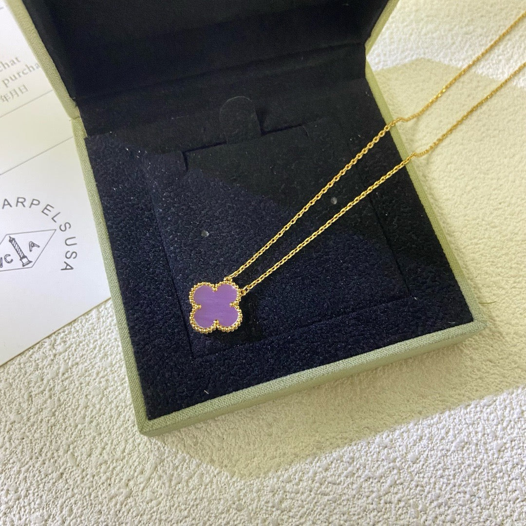 [Rose Tomorrow]CLOVER 15MM  PURPLE VIOLET NECKLACE