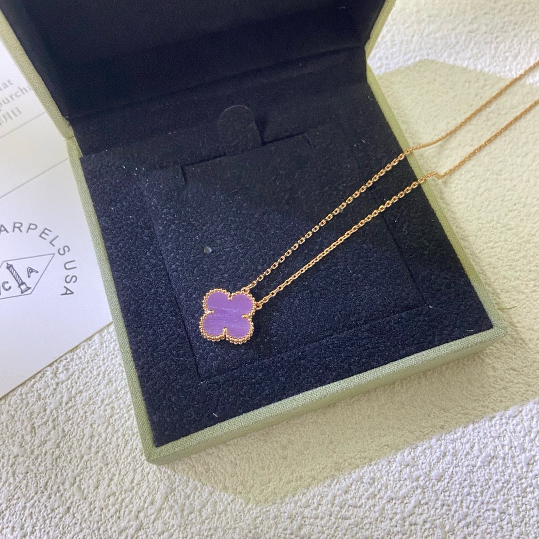 [Rose Tomorrow]CLOVER 15MM  PURPLE VIOLET NECKLACE