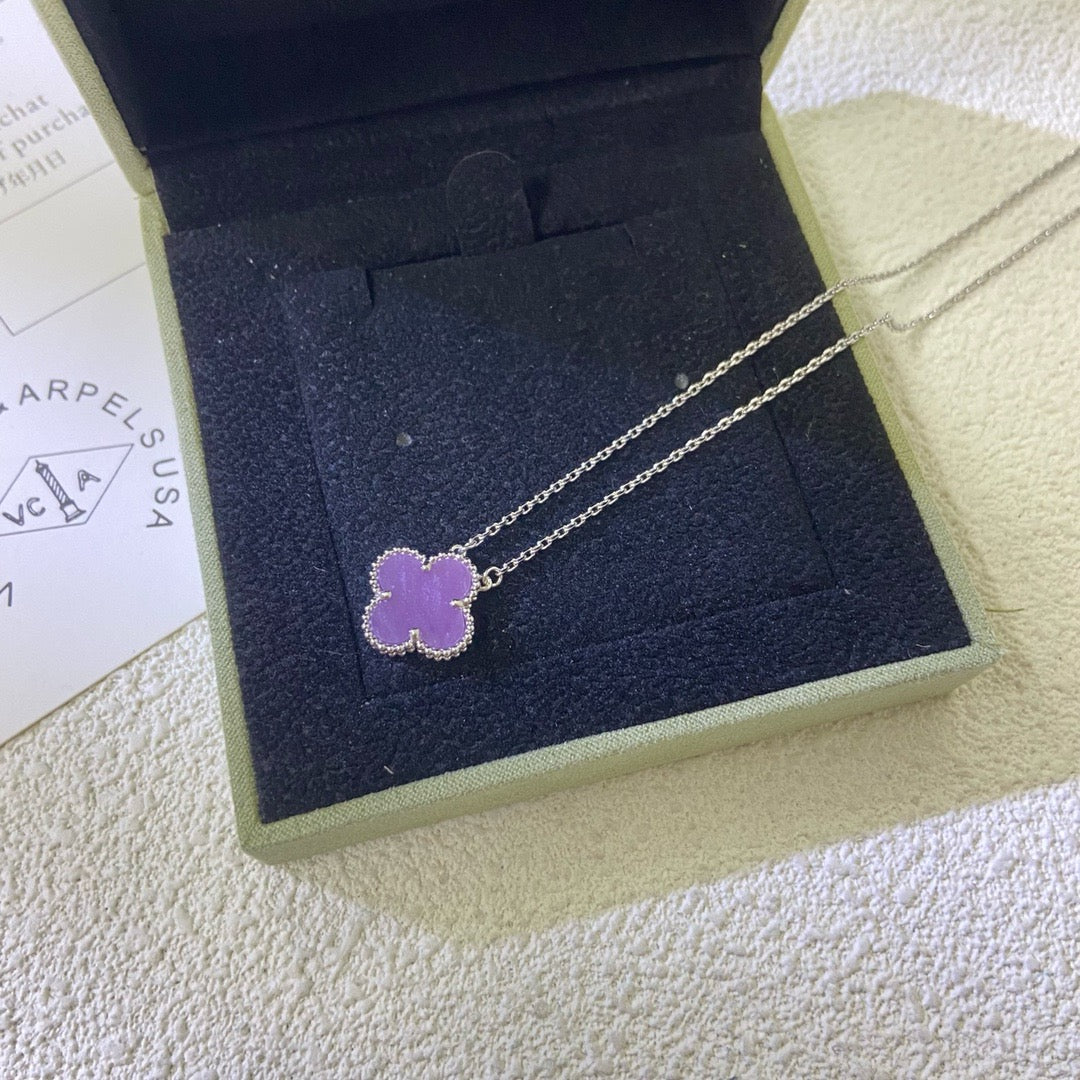 [Rose Tomorrow]CLOVER 15MM  PURPLE VIOLET NECKLACE