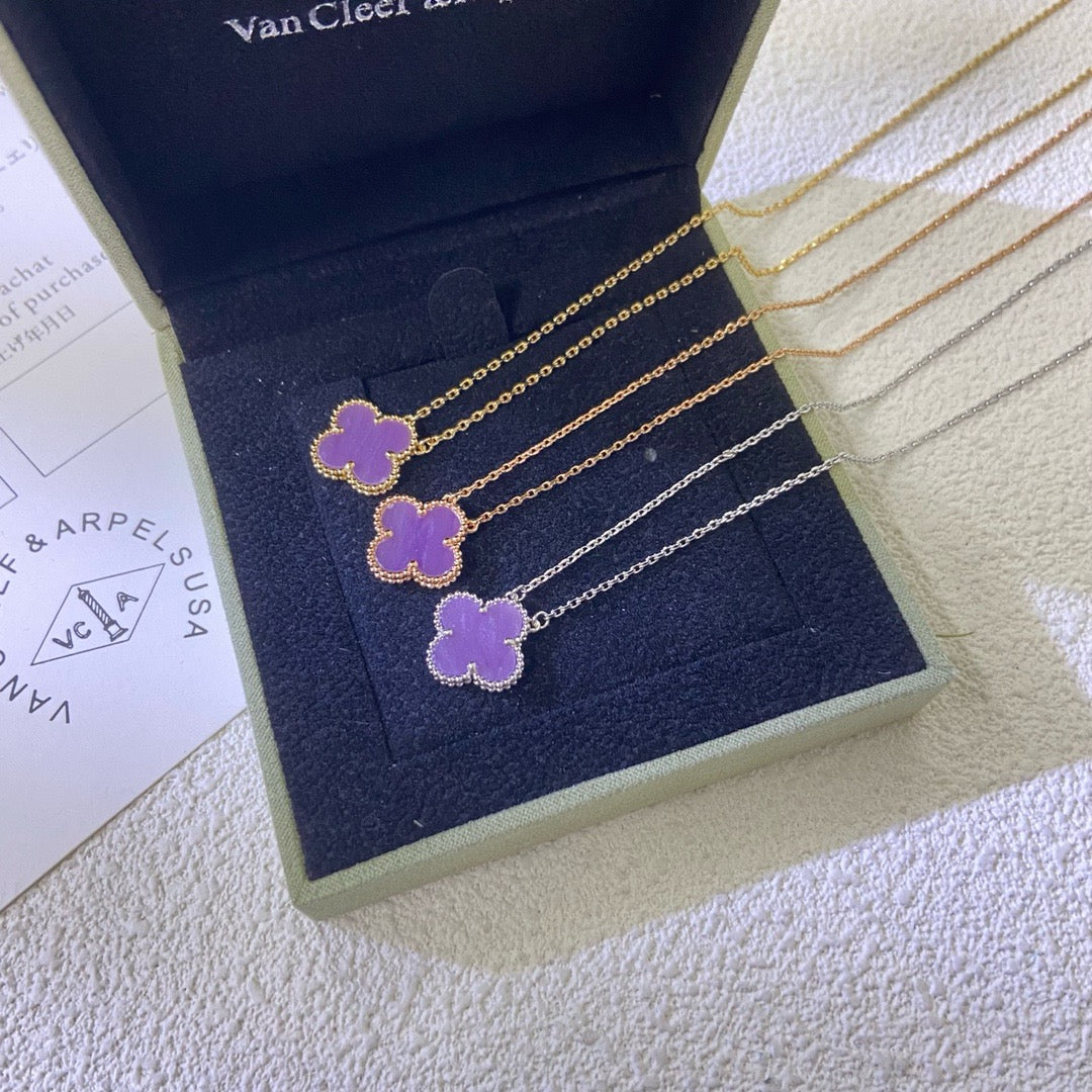 [Rose Tomorrow]CLOVER 15MM  PURPLE VIOLET NECKLACE