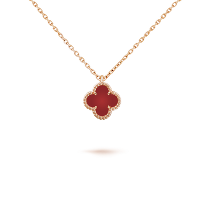 [💎ROSE💎]CLOVER MINI 9.5MM WHITE CARNELIANS NECKLACE