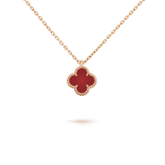 [💎ROSE💎]CLOVER MINI 9.5MM WHITE CARNELIANS NECKLACE