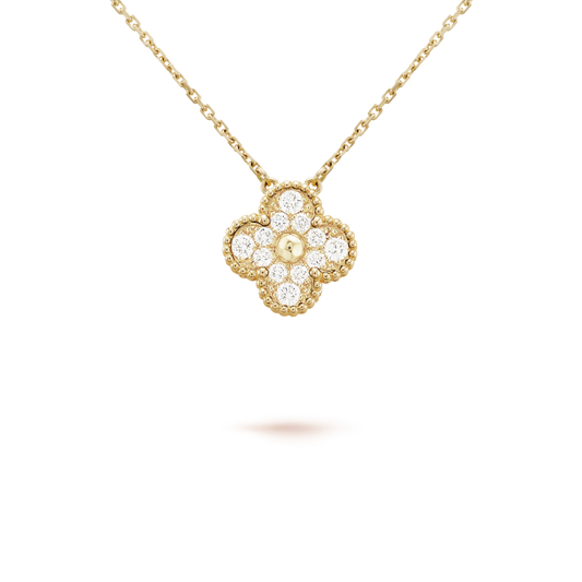 [💎ROSE💎]CLOVER 15MM DIAMOND SINGLE FLOWER NECKLACE