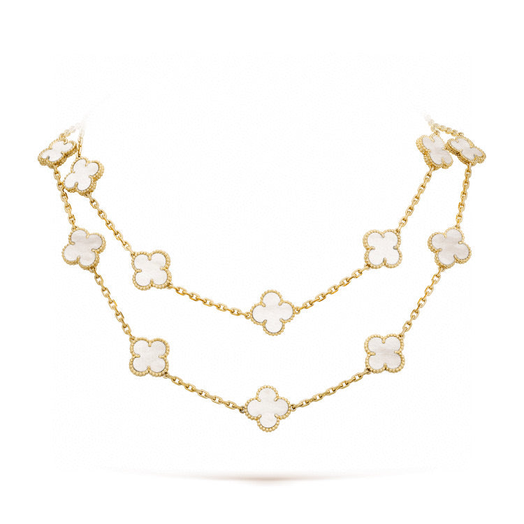 [💎ROSE💎]CLOVER 20 MOTIFS WHITE MOP NECKLACE