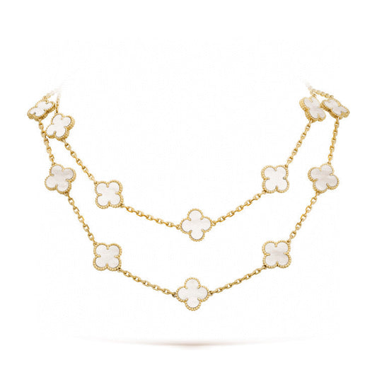 [💎ROSE💎]CLOVER 20 MOTIFS WHITE MOP NECKLACE
