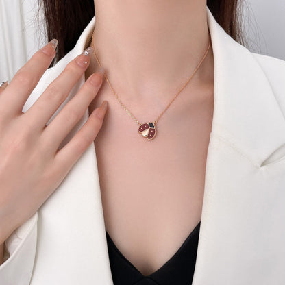 [💎ROSE💎]LUCKY  CARNELIANS LADYBUG NECKLACE