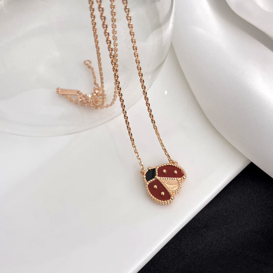 [💎ROSE💎]LUCKY  CARNELIANS LADYBUG NECKLACE