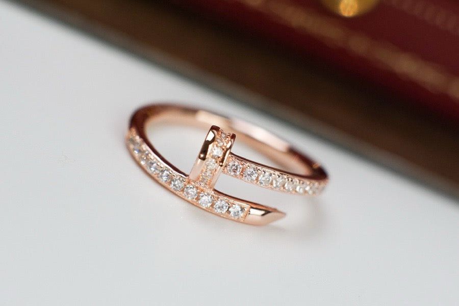 [Rose Jewelry]JUSTE RING 1.8MM PINK GOLD DIAMONDS