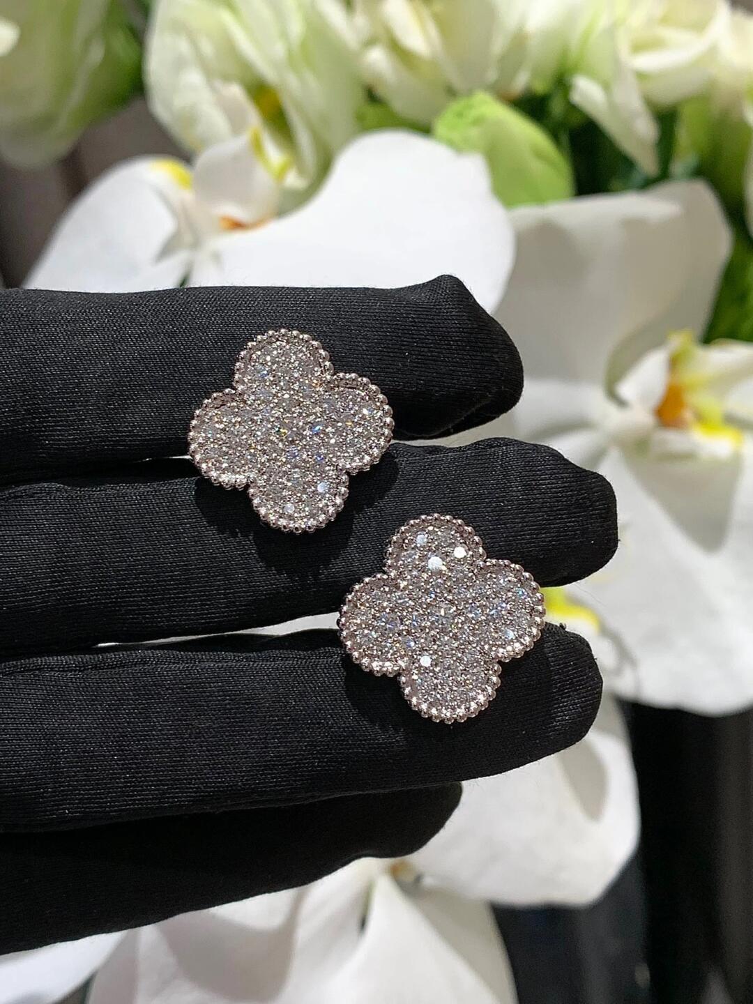 [Rose Jewelry]CLOVER （20MM）1 MOTIFS DIAMOND STUD EARRINGS SILVER