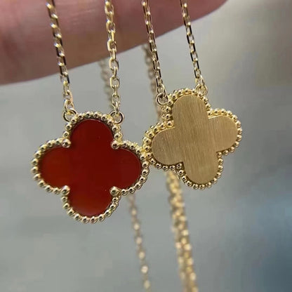 [💎ROSE💎]CLOVER 15MM CARNELIAN SINGLE FLOWER NECKLACE