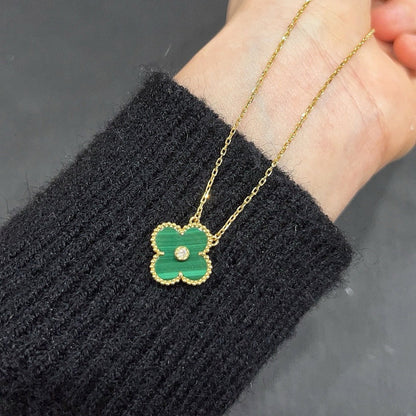 [💎ROSE💎]CLOVER 15MM DIAMOND TURQUOISE NECKLACE