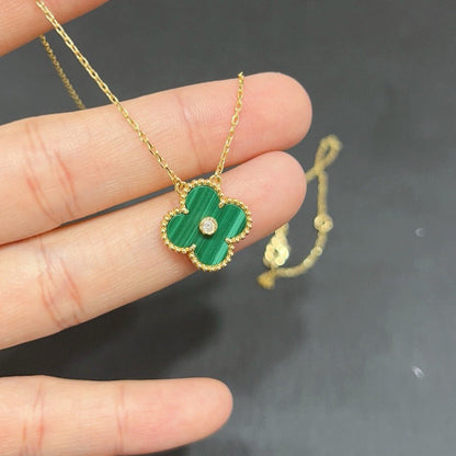 [💎ROSE💎]CLOVER 15MM DIAMOND TURQUOISE NECKLACE