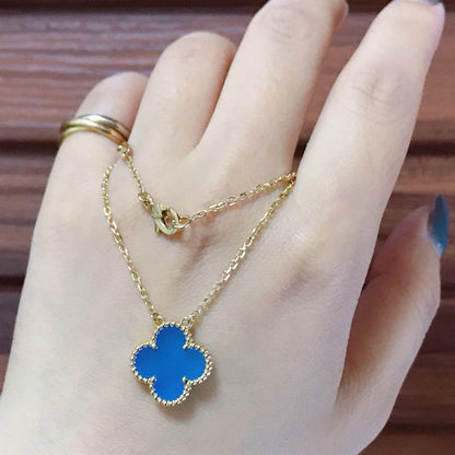 [💎ROSE💎]CLOVER 15MM BLUE AGATE NECKLACE