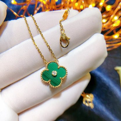 [💎ROSE💎]CLOVER 15MM DIAMOND TURQUOISE NECKLACE