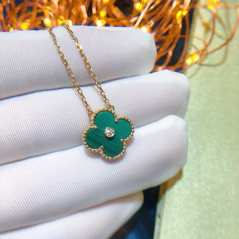 [💎ROSE💎]CLOVER 15MM DIAMOND TURQUOISE NECKLACE