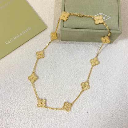 [Rose Tomorrow]CLOVER 10 Flower Gold-Plated Necklace