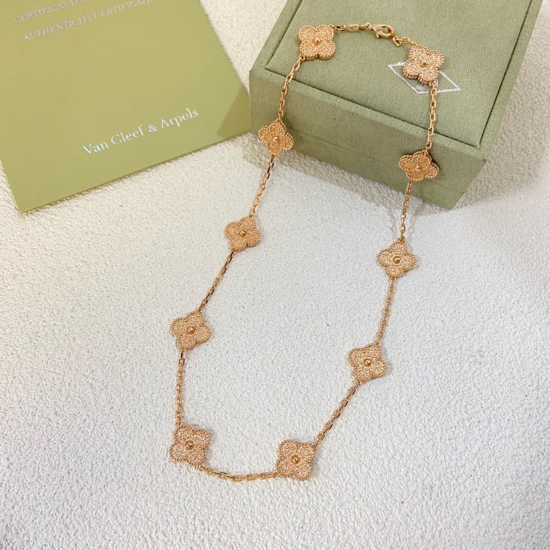 [Rose Tomorrow]CLOVER 10 Flower Gold-Plated Necklace