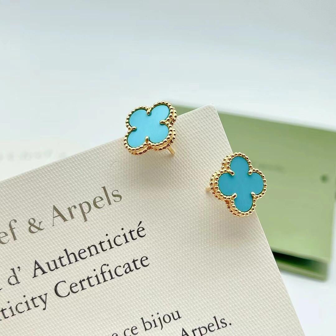 [Rose Jewelry] CLOVER LARGE 15MM 1 MOTIF TURQUOISE STUD EARRINGS