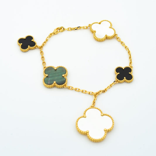 [💎ROSE💎]CLOVER BRACELET 5 MOTIFS ONYX MOP