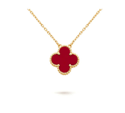 [💎ROSE💎]CLOVER 15MM CARNELIAN SINGLE FLOWER NECKLACE