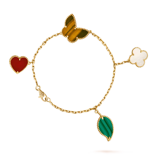 [💎ROSE💎]LUCKY SPRING 5 MOTIF GOLD BRACELET