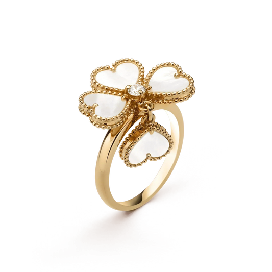 [💎ROSE💎]SWEET CLOVER WHITE MOP RING