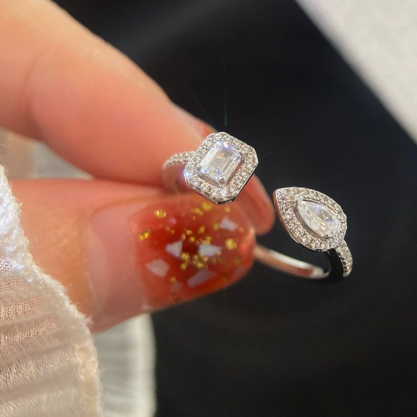 [✨Rose💎]MY TWIN TOI & MOI SILVER DIAMOND RING