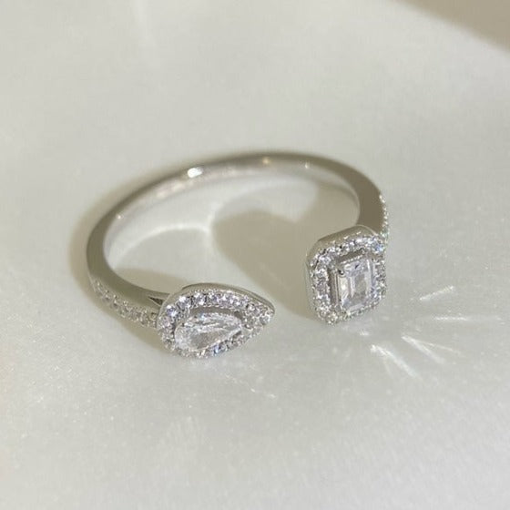 [✨Rose💎]MY TWIN TOI & MOI SILVER DIAMOND RING