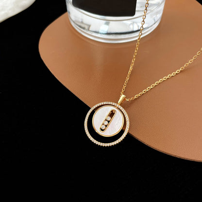 [✨Rose💎]LUCKY MOVE MM NACRE BLANCHE DIAMOND NECKLACE