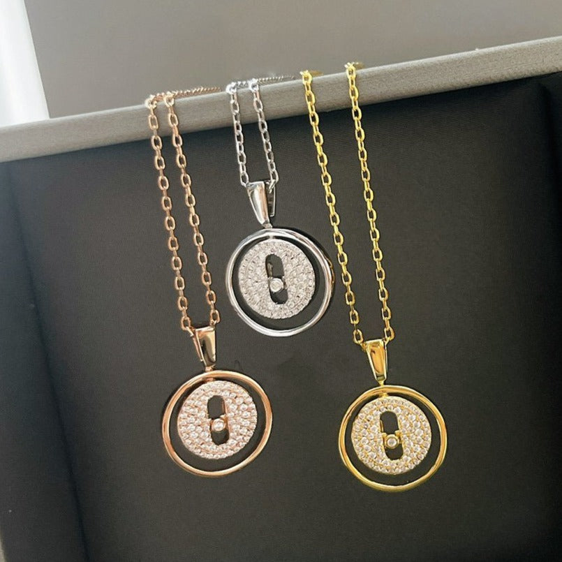 [✨Rose💎]LUCKY MOVER PM PAVED NECKLACE