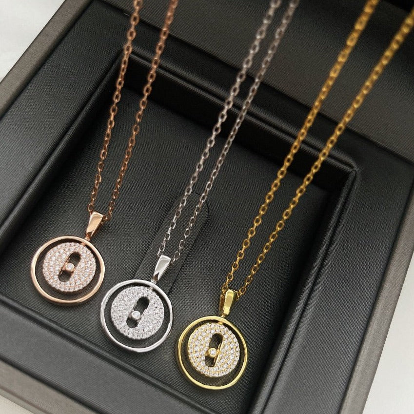 [✨Rose💎]LUCKY MOVER PM PAVED NECKLACE