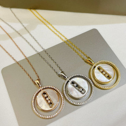 [✨Rose💎]LUCKY MOVE MM NACRE BLANCHE DIAMOND NECKLACE