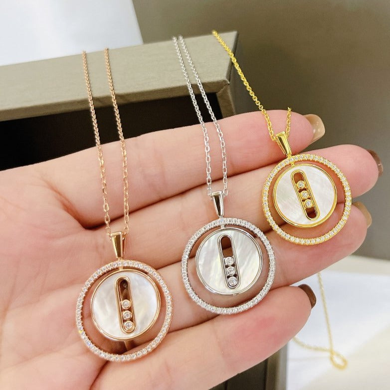 [✨Rose💎]LUCKY MOVE MM NACRE BLANCHE DIAMOND NECKLACE