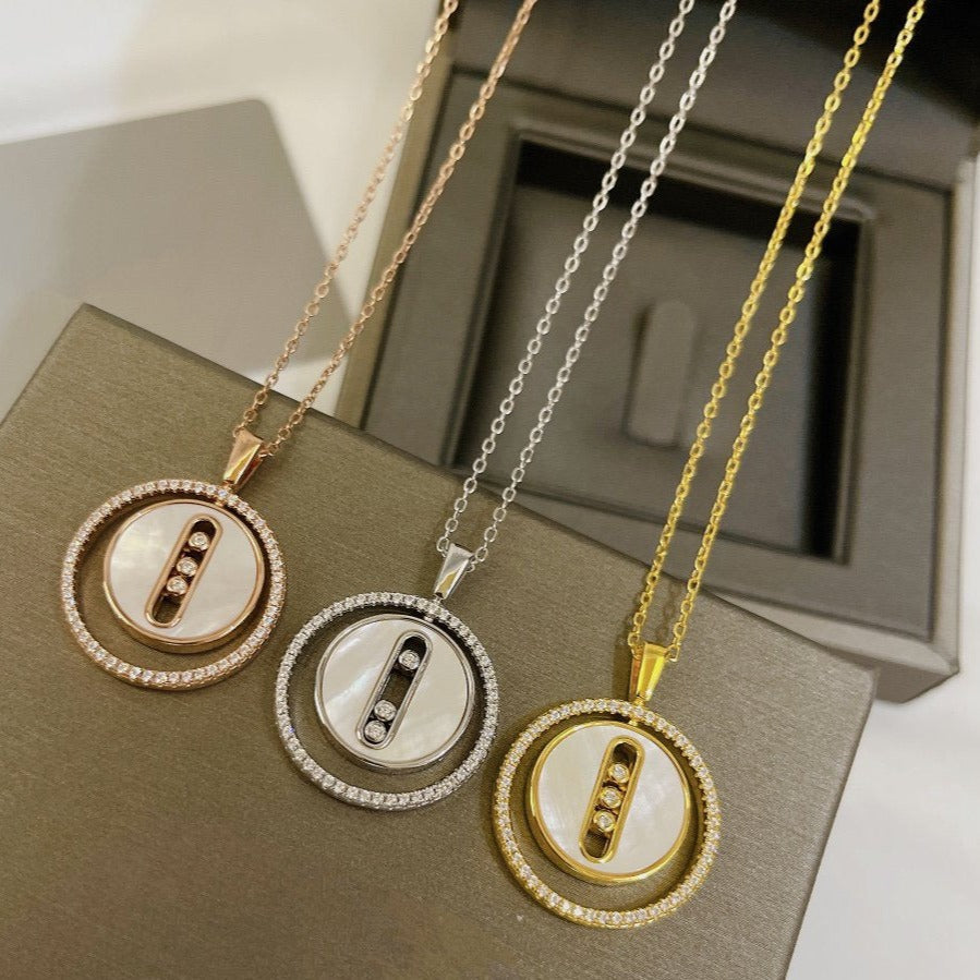 [✨Rose💎]LUCKY MOVE MM NACRE BLANCHE DIAMOND NECKLACE