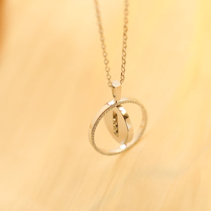[✨Rose💎]LUCKY MOVE MM SILVER DIAMOND NECKLACE